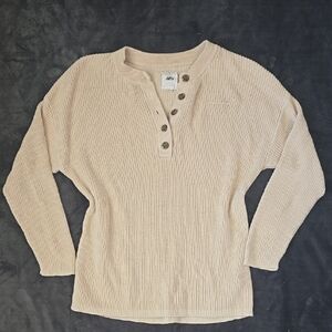 Aerie Beige Button-Up Oversized Sweater XS